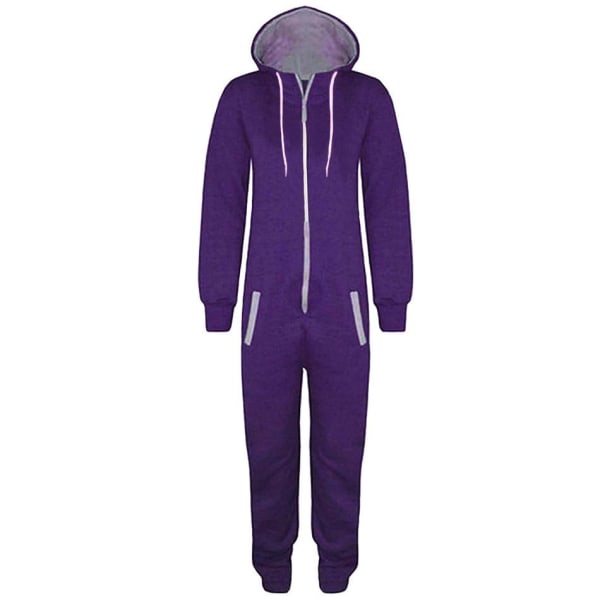 Unisex Kvinnor Män Vuxen Pyjamas Sportkläder Onesi Jumpsuit Sovkläder Purple M