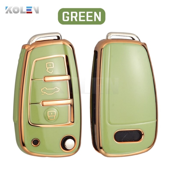 Fashion TPU Bil Flip Nyckel Fodral Skal För A1 A3 8P 8L A4 A5 B6 B7 A6 A7 C5 C6 4F Q3 Q5 Q7 Q8 TT S3 S4 S6 RS Darkgreen only case