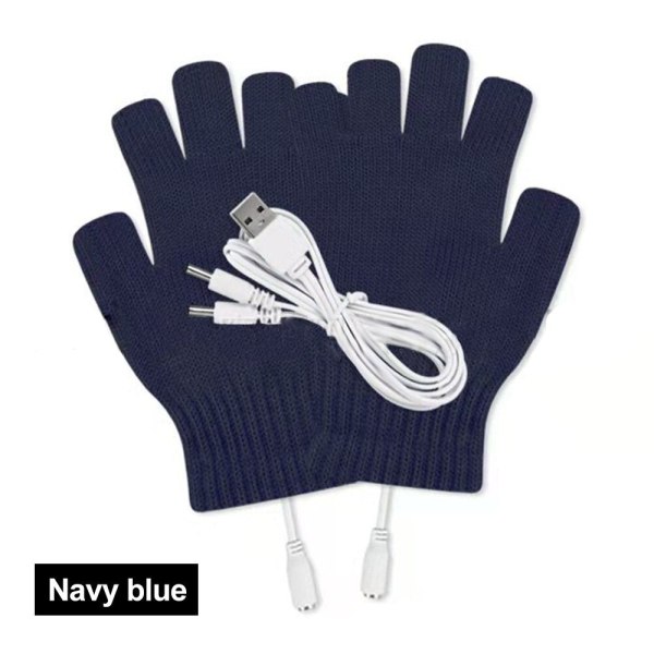 USB uppvärmda handskar Thermal handvärmare Elvärmehandske för inomhuskontorscykel Cykelhandske Säkerhet 5V Navy Blue 5V