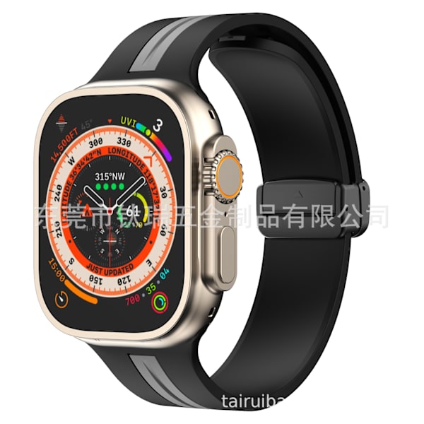Urrem til Apple Watch iWatch 42/44/45/49mm sort grå sort spænde