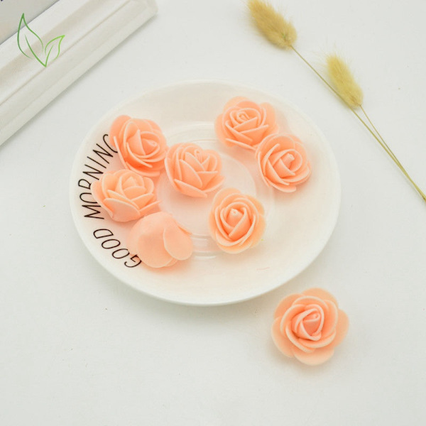 50 st PE Skum Fake Rosor Huvud Konstgjorda Blommor Billig Bröllopsdekoration för Scrapbooking Presentförpackning DIY Krans Multi-Användning 14 meat pink