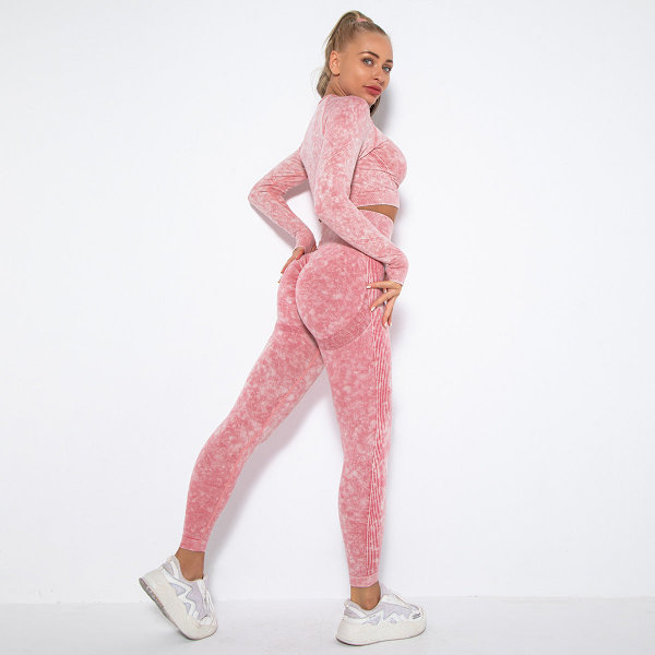 Yoga Dress Dame Sport Løping Trening Langermet Dress Hofte Yoga Bukser Watermelon red M