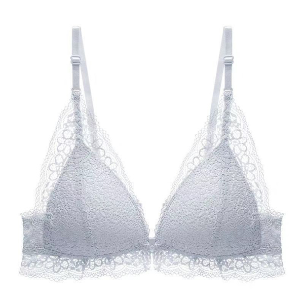 Sexy blonde-BH uten spiler med samling, frontspenne og justerbare stropper Grey 38/85C