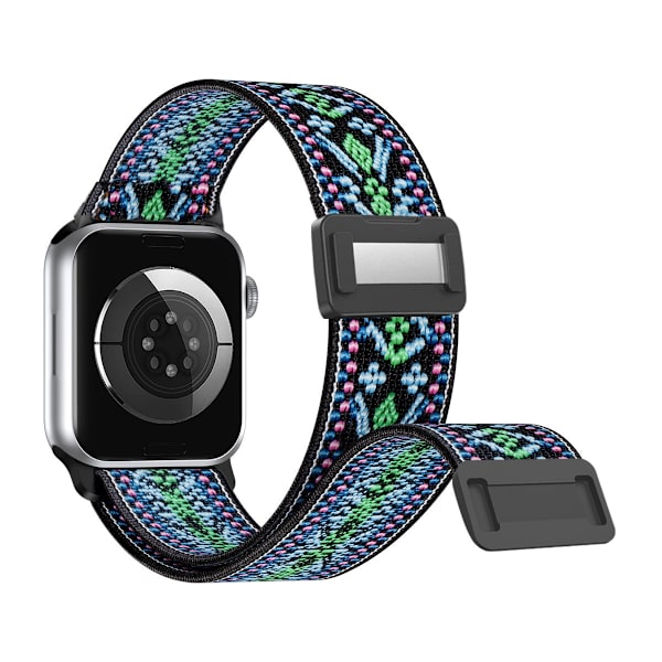 Klockarmband för Apple Watch iWatch S1-S9:38/40/41/S10:42MM Plast inre magnetiskt spänne Etnisk stil grön blomma