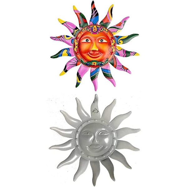 Metal Vægkunst 32,5 cm Metal Sol Vægkunst Dekor, Håndmalet Metal Vægdekoration