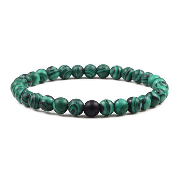 Avståndsarmband för par med pärlor Klassiska Svarta Matta Gröna Malakitarmband Lämpliga Kvinnor Män Yoga Elastiska Smycken Malachite-Matte