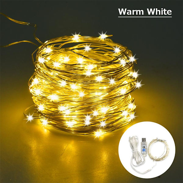 Jul LED-ljusslinga 10M Fairy Light USB Nyår Bröllopsfest Högtid Festong Utomhus Gatgirland Rumsbelysning Dekorationer Red