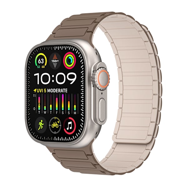 Kellon ranneke Apple Watch iWatch 42/44/45/49mm ruskea aprikoosi