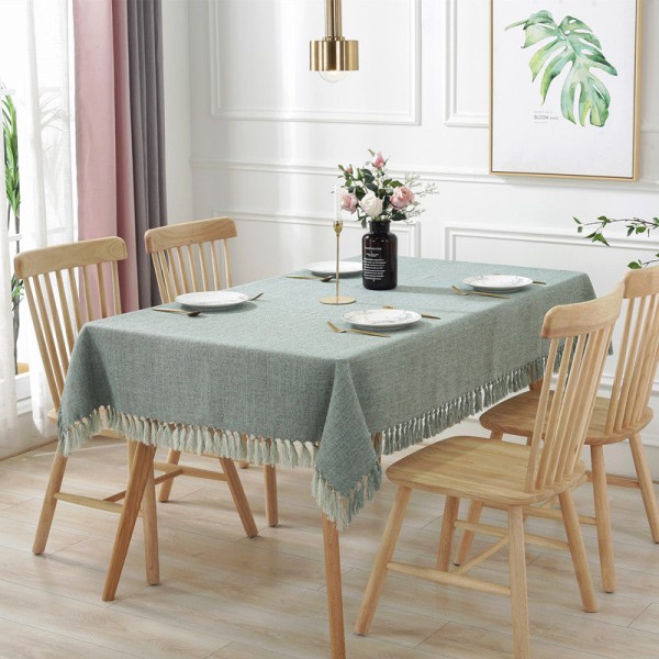 Enfärgad bordsduk med tofsar, rektangulär kaffebordsduk, hushållsbordsdukar i bomull och linne, bordslöpare Brown 60x 60cm (130g)