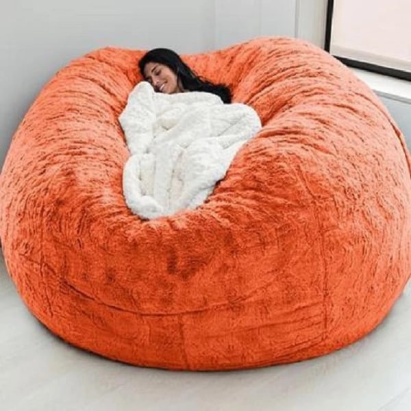 Big Bean Bag Soffa Puff Floor Seat Futon Lazy Bäddsoffa Soffa Lounge Chair (inget fyllmedel) Orange 153cmx65cm