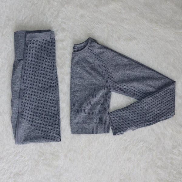 Yoga Set Träningskläder Sportset Gymkläder Träningsoverall Högmidjade Leggings För Kvinnor gray blue shorts set L