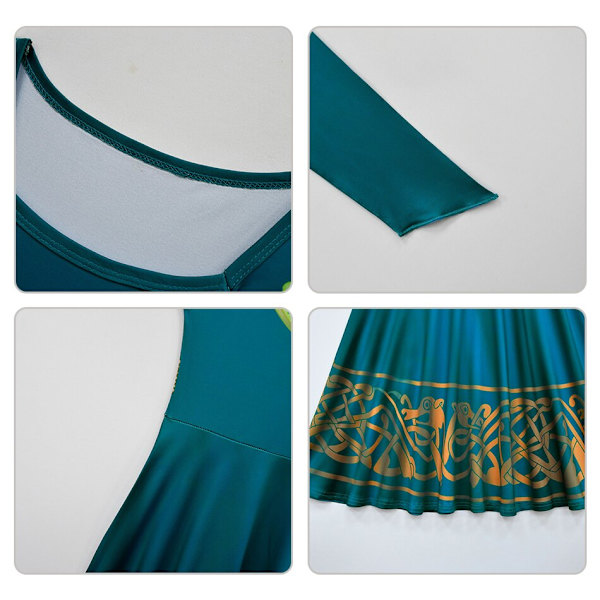 Disney Film Brave Merida Kostyme for Jenter Halloween Prinsessekjole Barn Karneval Fantasia Barn Julebord Cosplay Kostyme 6T (130) Dress and cloak