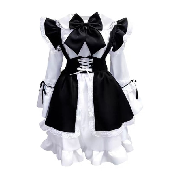 Kvinnor Maid Outfit Lolita Cosplay Söt Sexig Erotisk Kawaii Café Kostym Svart Vit Män Uniform Förkläde Klänning Söt Rosett Mucama Men Size XXL