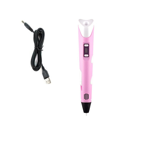 3D-penna 3D DIY Ritpenna med LCD-skärm Kompatibel PLA-filament Leksaker Säker 3D-penna för Barn Julklapp Födelsedagspresent Pink