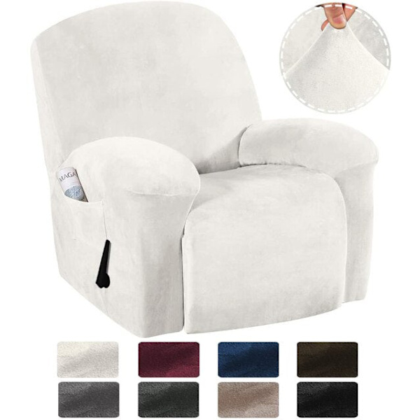 Sammet Fåtöljöverdrag Skydd Elastiskt Allomfattande Massage Soffa Överdrag Öronlappsfåtölj Soffa White