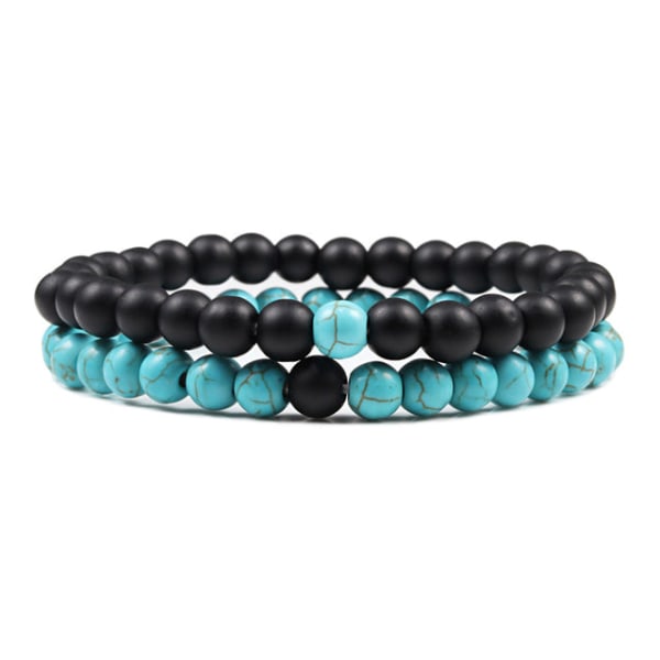 Avståndsarmband för par med pärlor Klassiska Svarta Matta Gröna Malakitarmband Lämpliga Kvinnor Män Yoga Elastiska Smycken Red Set A
