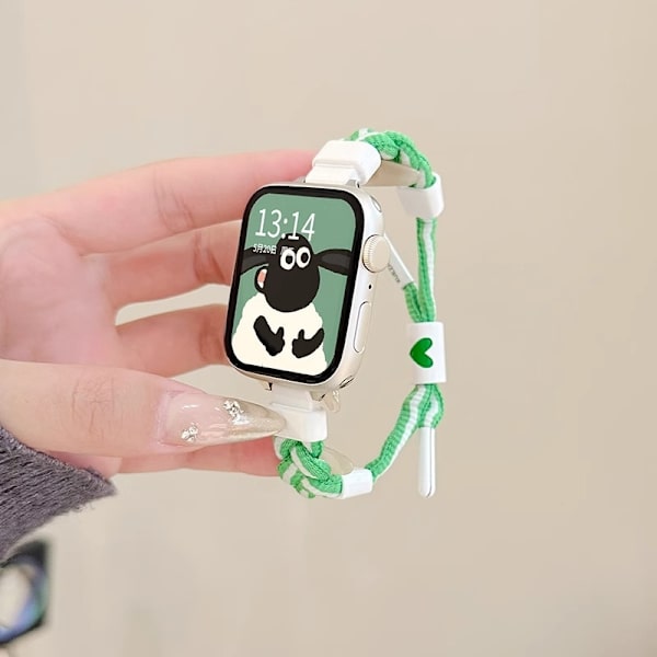 Kellon ranneke Apple Watch iWatchille 1/2/3 42mm ranneke vihreä ja valkoinen