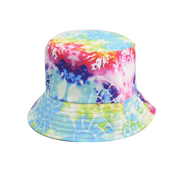 Unisex Vendbar Tie Dye Print Bøttehatt med brem Utendørs Sol Safari Camping Fiske 2# One Size