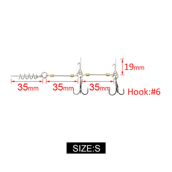 Fiskekrok Skrue Rig Dobbel VMC Fiskekroker Med Gjedde Center Pin Shad Magebrodd For Grunt Fiske, 1 Stk Per Pakke Size M