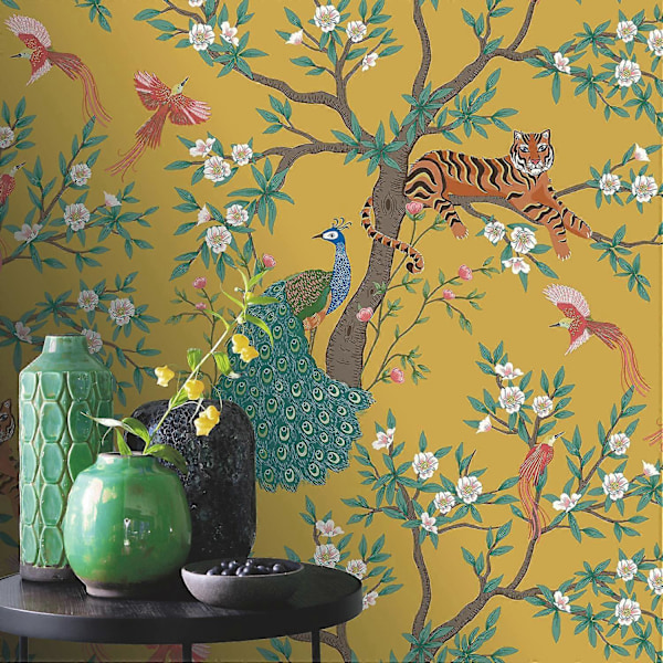 Rasch Priya Chinoiserie Senapsgul Tapet