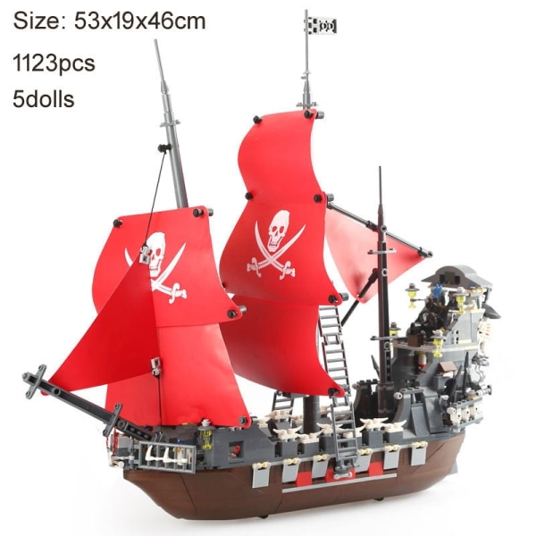 Byggkloss Stort piratskepp Båt Black Pearl Silent Maria Äventyr Karibiska havet Pedagogiska tegelstenar Toy Boy Present WG53041