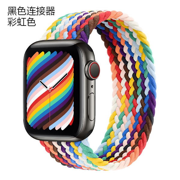 Klockarmband för Apple Watch iWatch 38/40/41mm L 155mm Svart kontakt/Regnbågsfärg