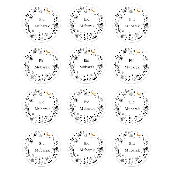 24/48 kpl EID Mubarak -koristetarroja Ramadan Mubarak -koristeet Islamilainen muslimifestivaali Suosikkilahjat Etiketit HAJJ Ramadan Kareem L 48pcs
