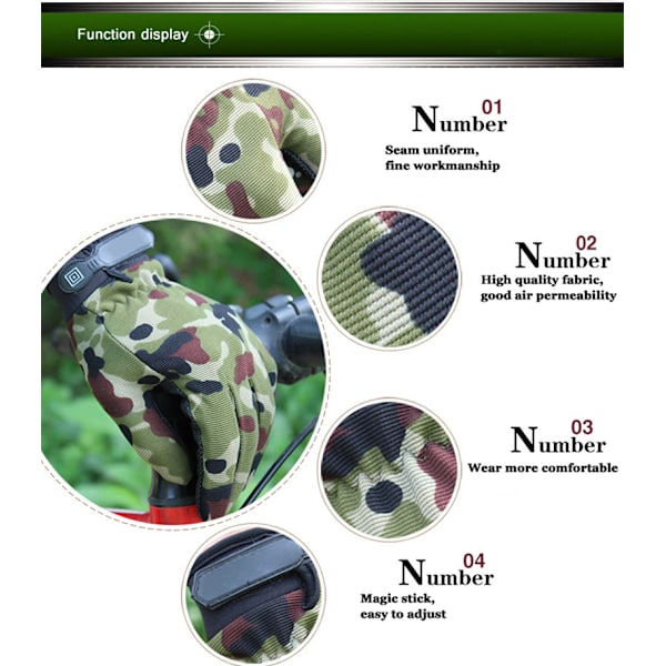 Koko sormen talvikäsineet ulkoiluun, liukueste, kalastus, urheilu, miesten käsineet, pyöräily, hiihto, tuulenpitävät, sotilaalliset taktiskäsineet Camouflage XL