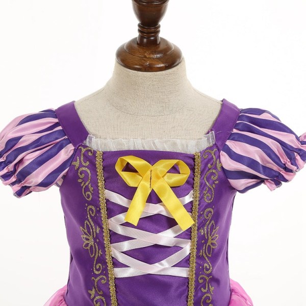 Ice and Snow Julklänning Cinderella Kortärmad Klänning Barns Performance Dress 19034# purple