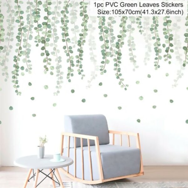 LuanQI Green Leaves Väggdekaler För Hem Vardagsrum Dekorativ Vinyl Väggdekor Tropiska Växter Gör det själv Barn Dörrväggmålningar Tapeter 10106