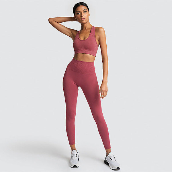 Joogasetti Treenileggingsit Urheilupuku Rintaliivit Fitness Kuntosali Juoksusetti Naisille Rust redSet S