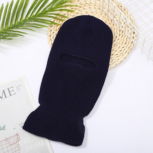 Unisex Kokokasvon peittävä 1-reikäinen hiihtomaski Balaclava Pipopipot Miehille Naisille Armeijan taktinen Cs Tuulenpitävä neulepipo Talviset lämpimät pipot Navy Blue