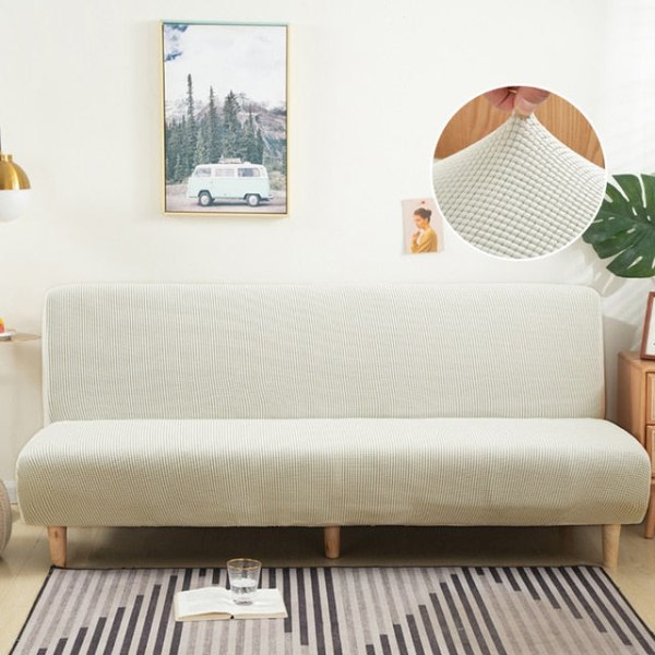 15 färger Polar fleece bäddsoffa cover Armlös hopfällbar soffa Bänk Slipcover Bäddsoffa överdrag X/Z/D Storlek För Hem Hotell Cream Z  160-190cm