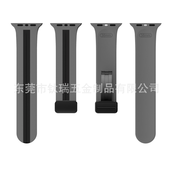 Kellon ranneke Apple Watch iWatch 38/40/41mm harmaa ja musta musta solki