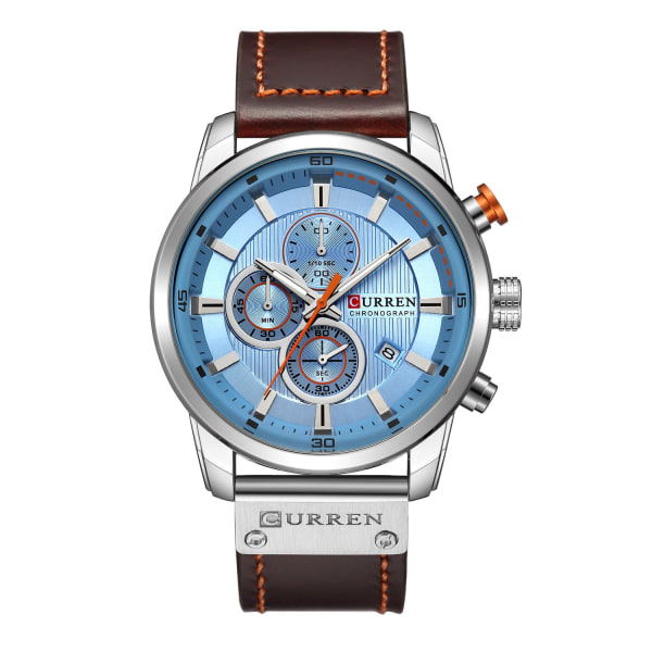 Herreklokke Belte Herreklokke Ny Sekspins Kalenderklokke Vanntett Klokke Black Shell Blue