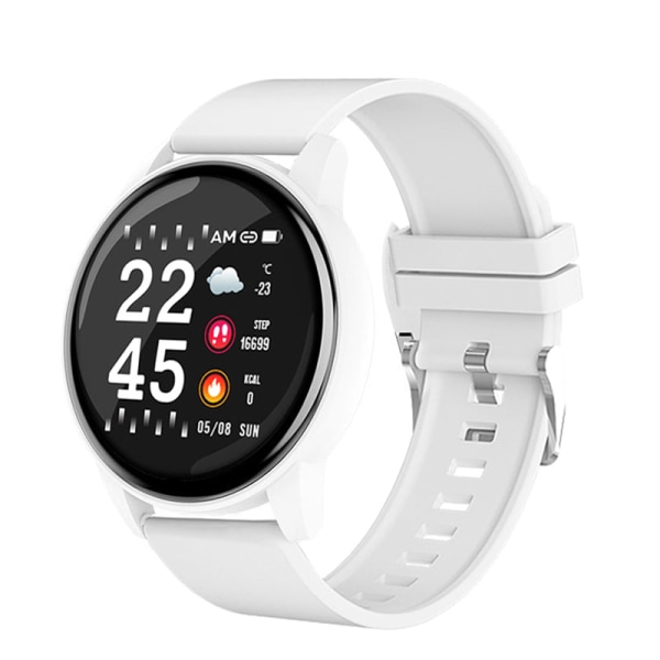 Watch Kvinnor Män Blodtryck Puls Fitness Tracker Watch Sport Rund Smartwatch Smartklocka för Android IOS Steel Add 3 Strap2
