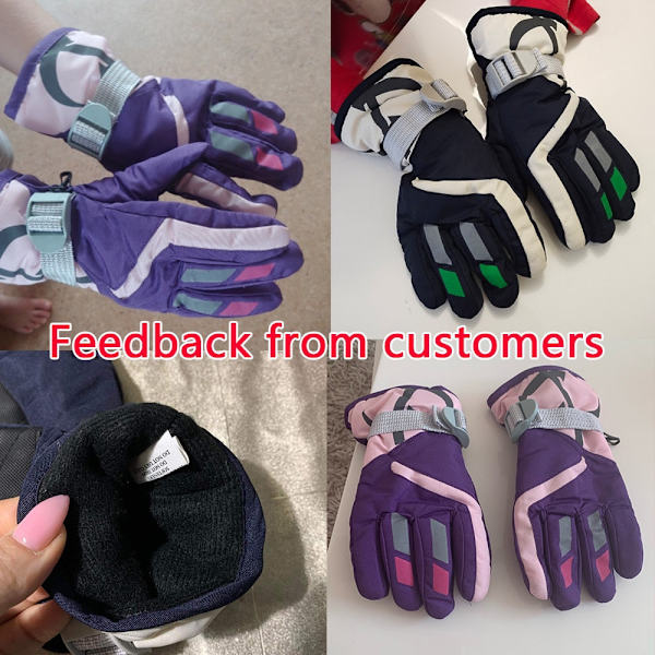 Termiska Skidhandskar Barn Vinter Fleece Vattentäta Varma Snöhandskar 3 Fingrar för Skidåkning Ridning Style2-rose red