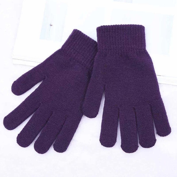 Vinter Dame Kasjmir Strikkede Hansker Høst Håndvarmer Tykk Fôring Hel Finger Votter Ski Korte Håndledd Hansker Purple One Size
