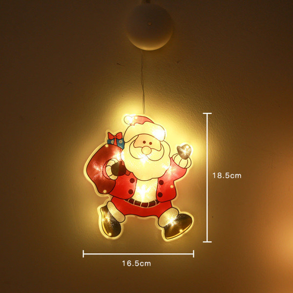 LED Christmas Sucker Lamp Santa Snögubbe Form Fönster Fönster Klistermärken Hänglampa Holiday Sucker Juldekoration Light Train Christmas [trumpet]]