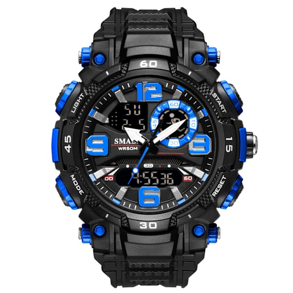 Lyxiga Herrklockor Dubbel Display Vattentät Herr Sport Armbandsur Militär Arméklocka Herr Stoppur Black Blue