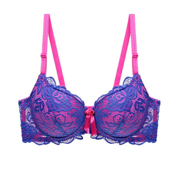 Spetsbehåar i Stora Storlekar för Kvinnor Sexiga Underkläder Super Push Up BH B C Damunderkläder Blue 85C