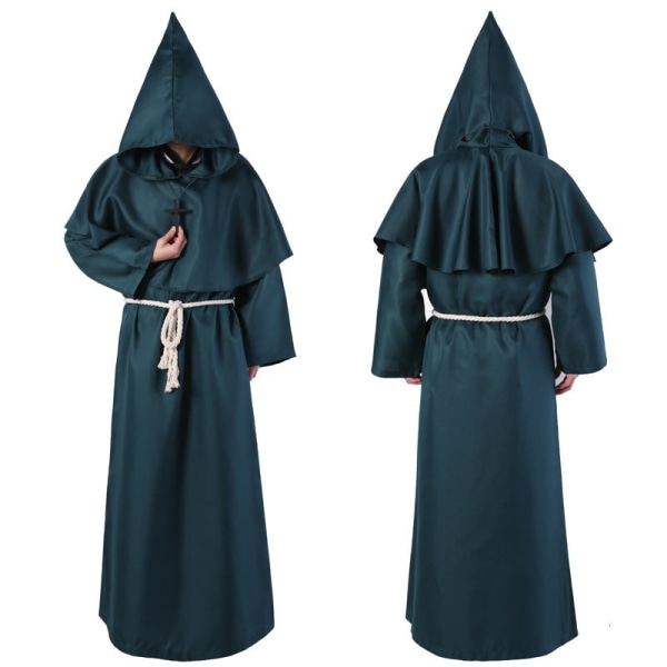 Keskiaikainen Halloween Kristillinen Munkki Pappi Kaapu Noidan Velhon Viitta Cape Juhla Kuolema Aave Vampyyri Paholainen Demon Cosplay Asut Gray M