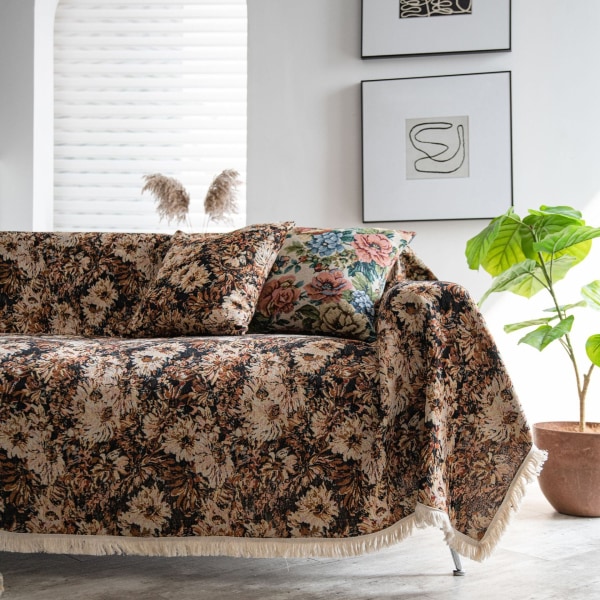 Amerikansk Country Soffhandduk Tjock Jacquard Vintage Handduksöverdrag Tyg Utomhus Vild Servett Hydrangea white beard 180*230