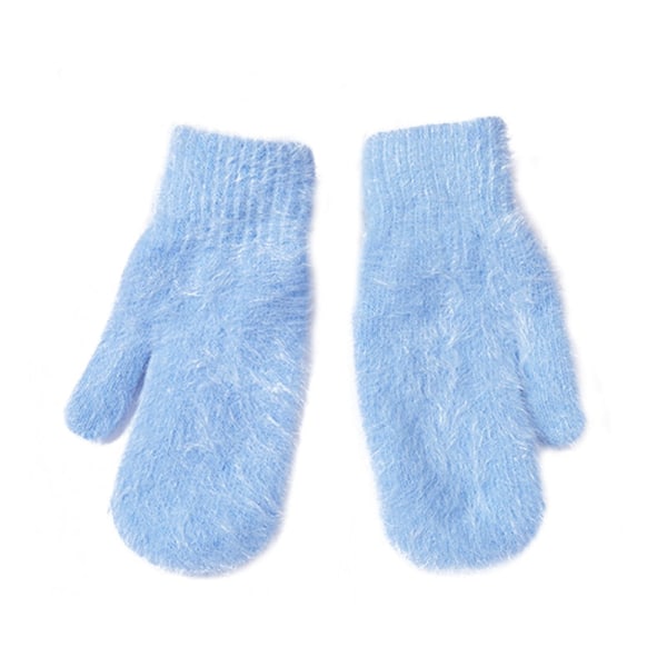 Elastiska helfingerhandskar för damer, söta kaninullshandskar, vintervantar för kvinnor, mode enfärgade vantar, tjocka varma handskar A2 One Size