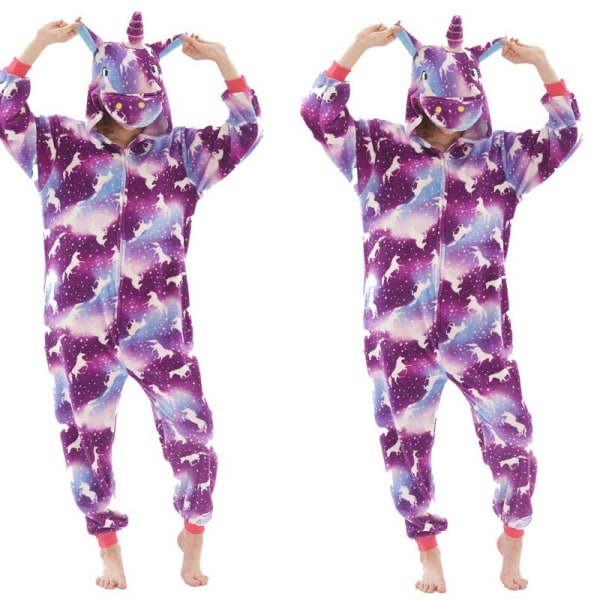 Dame Enhjørning Stitch Onesies Unisex Vinter Jule Pyjamas Natkjole Kostumer Voksne Flanel Nattøj Pyjamas Puple Tenma M