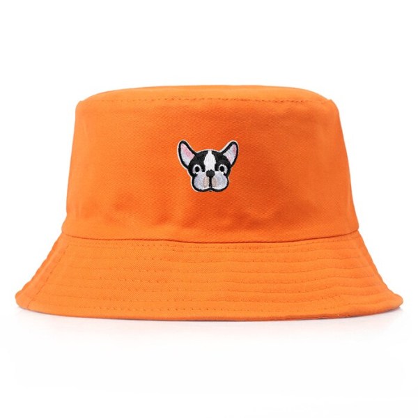Unisex Broderad Alien Vikbar Bucket Hat Sommar Strand Solhatt Streetwear Fiskehatt Utomhus Bucket Keps Herr Dam Hatt dog orange One Size