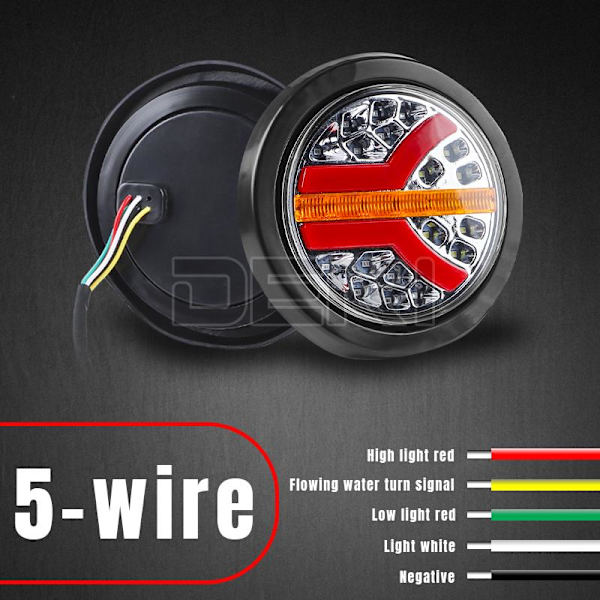 4 tum 12V 24V Runda LED Baklyktor Lastbil Bakljus För Släpvagnar 4x4 Van Pickup Baklampa Dynamisk Blinkers Stoppljus 2pcs Overseas
