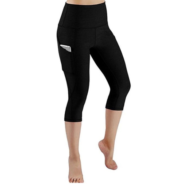 Yogabyxor Dam Fitness Yoga Gym Leggings med hög midja 01Full Black L