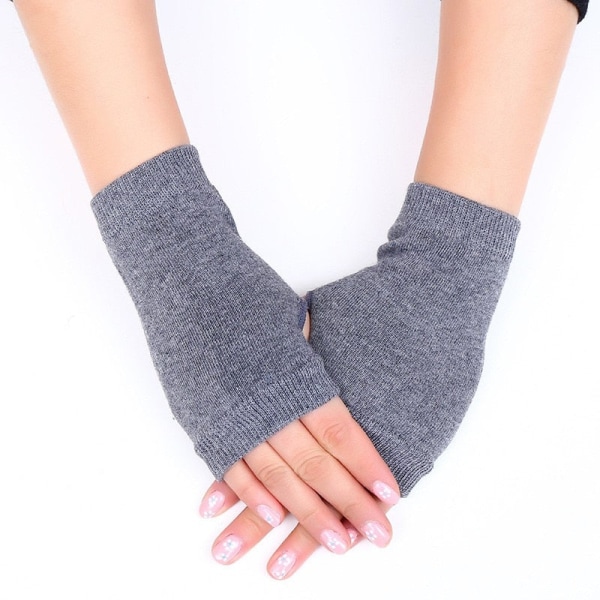 Dame Strikkede Flip Fingerløse Hansker Eksponert Halvfinger Votter Vinter Varme Tykkere Hansker Strikkeull Berøringsskjermhansker Wine red One size