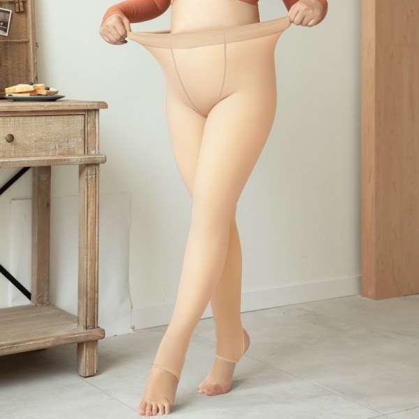Plus-kokoiset talviset naisten sukkahousut lämpökerrastoa, läpikuultavat sukkahousut, naisten lämpimät leggingsit, feikki-sukkahousut, fleece-trikoot, ihoa imitoiva efekti skin half feet 240g (0-10 Celsius)